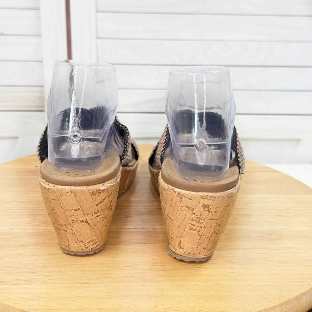 Skechers Beverlee Delighted Rainbow Woven Strap Wedge Sandals‎ Luxe Foam 9